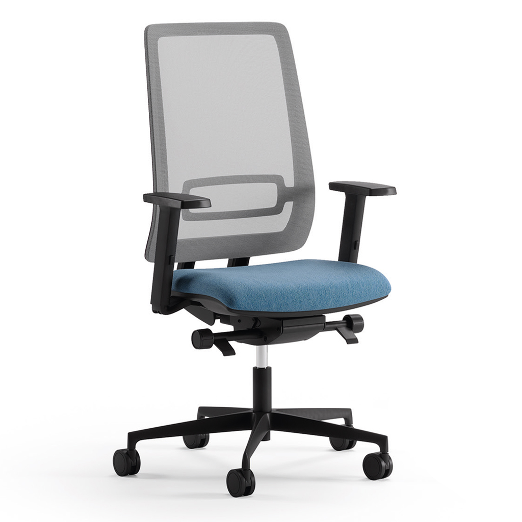 Spark ergonomic task chair by Sitlosophy with breathable mesh back, adjustable armrests, and modern office design